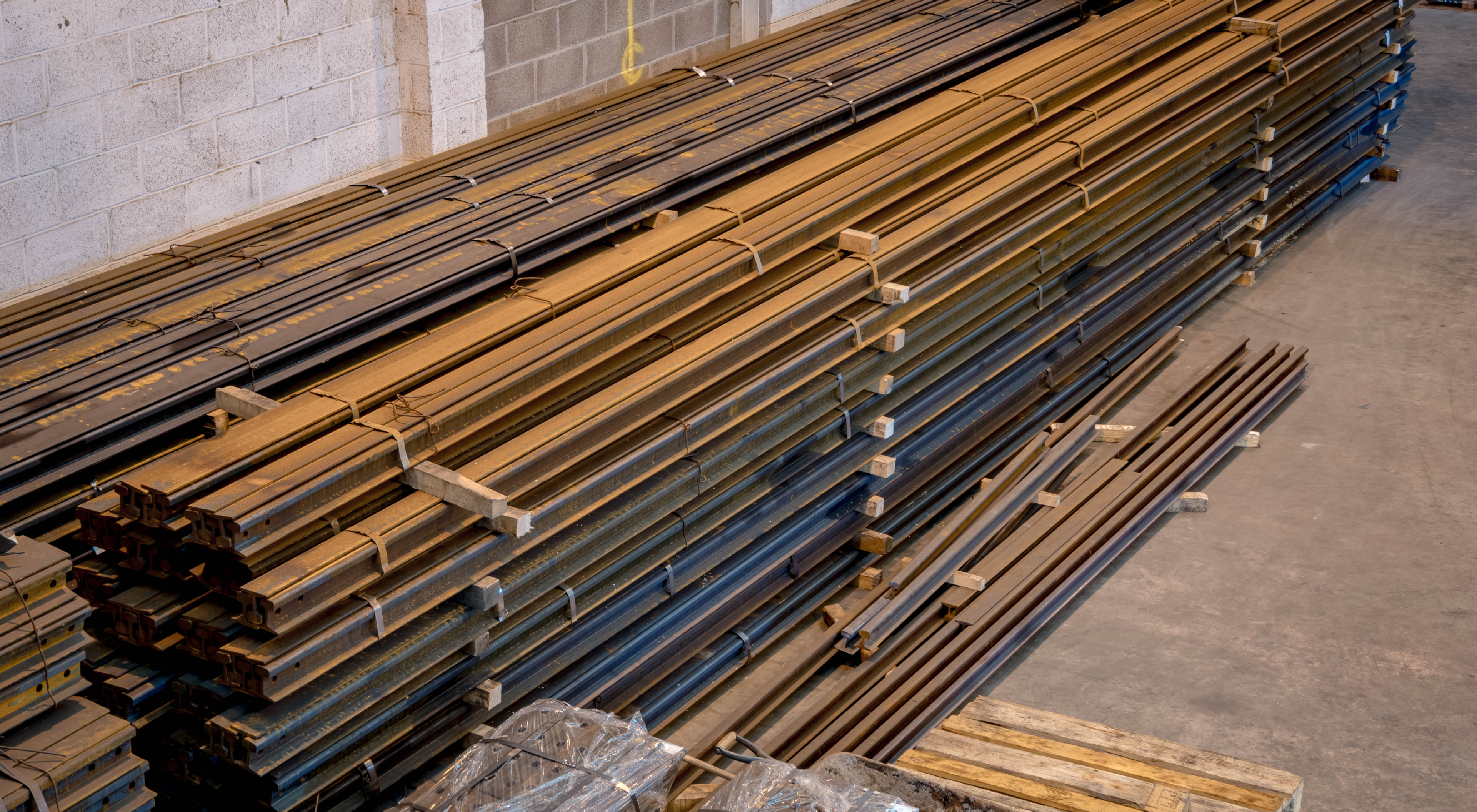 Stack of rails in the GB-Rail warehouse